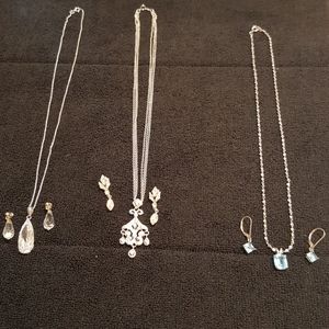 Silver and CZ Necklace and Earring Sets